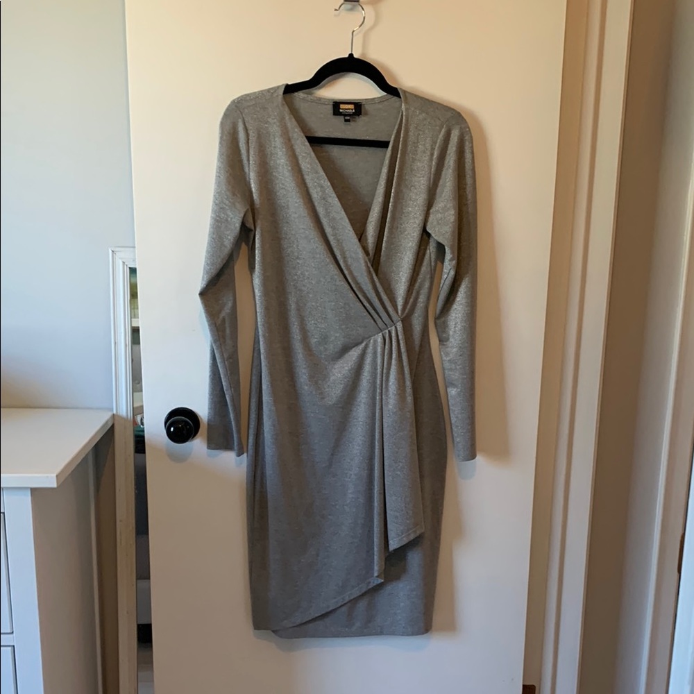 Elegant Gray Wrap Dress Lori Michaels Collection